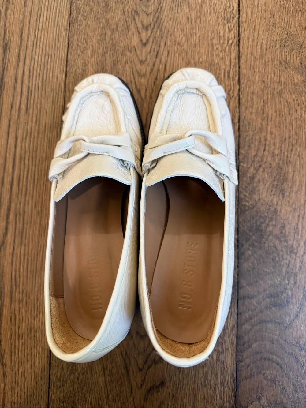 Women's Cream Leather Loafers w/heel